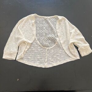 Mudd Girls Cream Crochet Knit‎ Open Front Cardigan Shrug Size 12